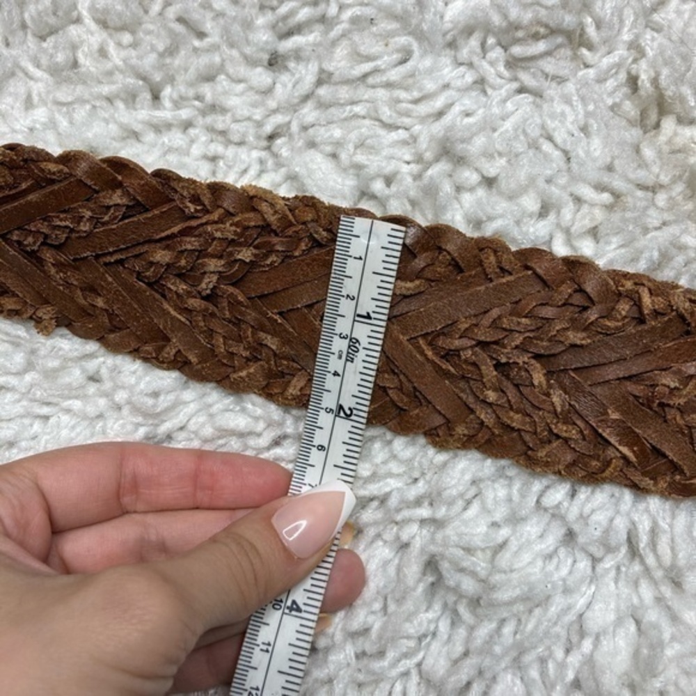 Rough‎ Roses brown leather braided belt - Picture 5 of 7